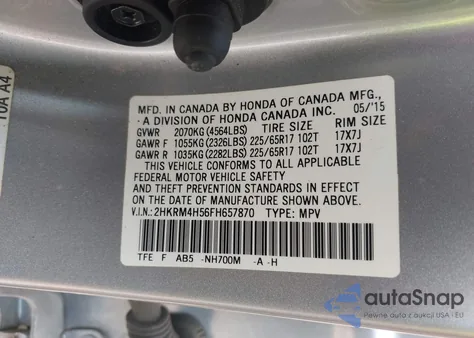 2015 Honda Cr-V Ex from USA, damaged, VIN 2HKRM4H56FH657870